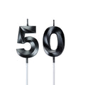 Bailym Black 50th Birthday Candles, Number 50 Cake Topper for Men Birthday Decorations Party Decoration