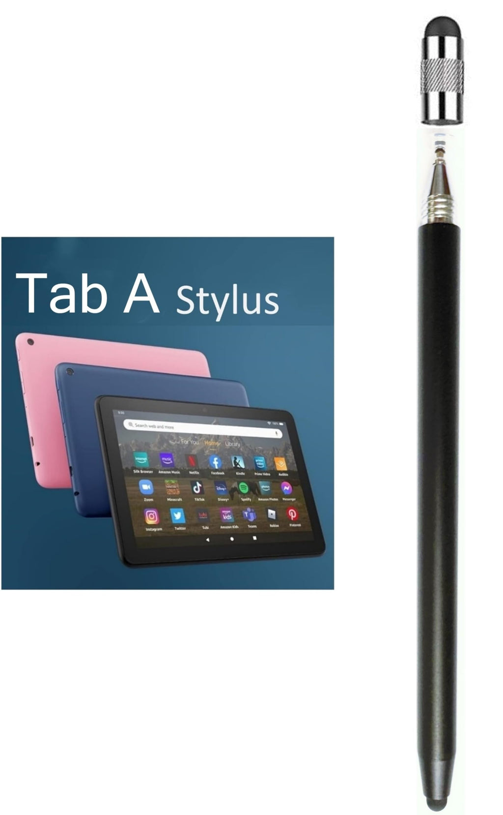 3-in-1 Stylus Pen for Samsung Galaxy Tab A11/A11+/A9+/A9/A8/A8 Plus/A7/A7 Lite, Stylus for iPad Pro/iPhone/Fire/Surface Tables Android,&iOS All Touch Devices (3 in 1 Black)
