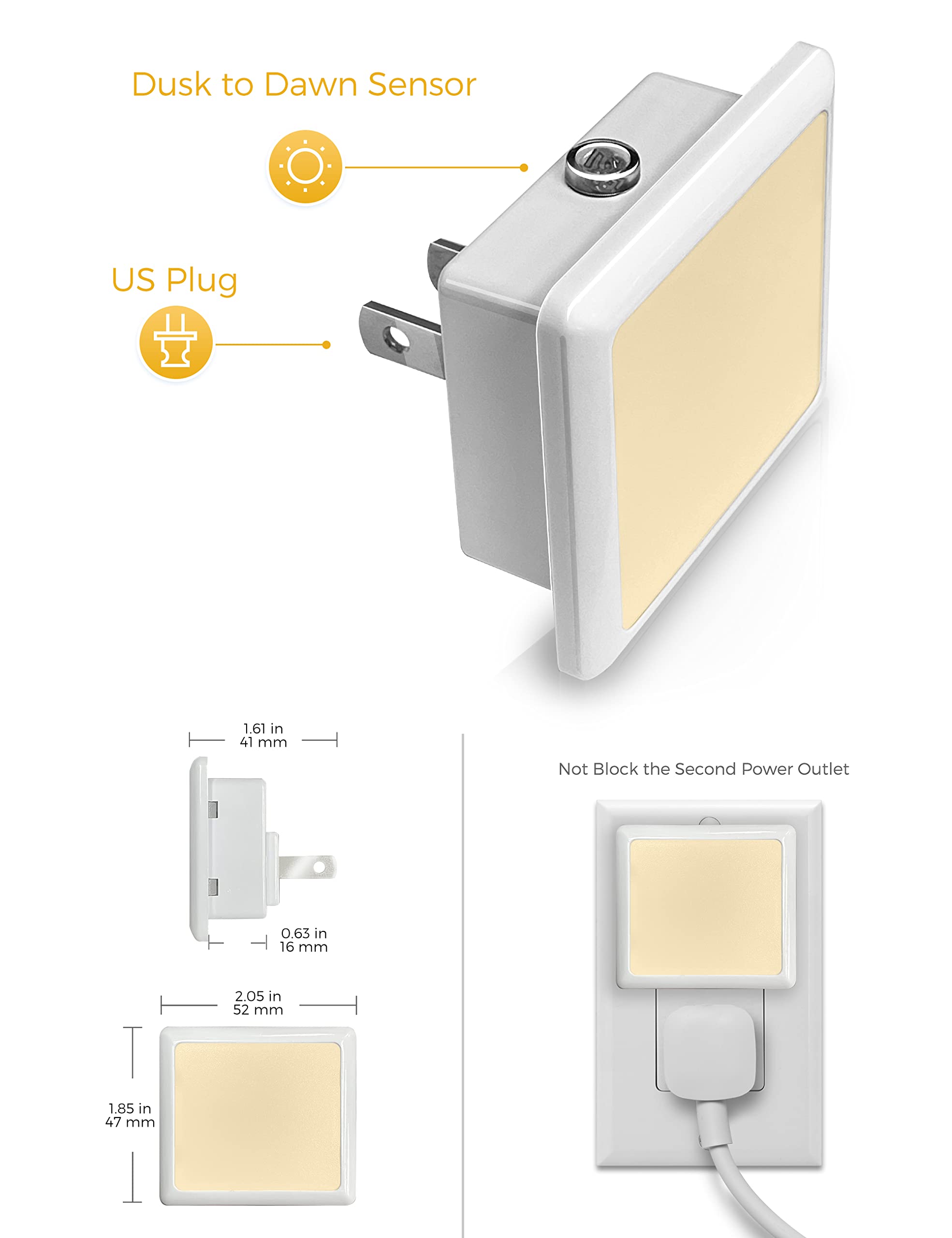L LOHAS LED Night Light,Night Lights Plug into Wall, [6-Pack] Plug in Night Light, Dusk-to-Dawn Sensor, 3000K Soft White 0.3W Bright Nightlight Auto-On/Off for Adults Kids Bedroom Bathroom Hallway