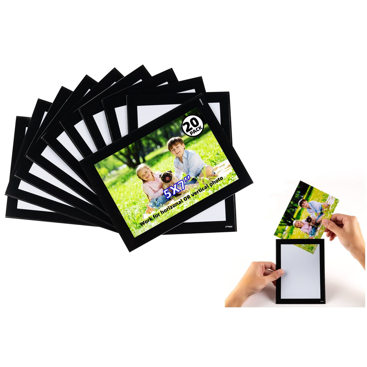 STTMGN Magnetic Picture Frames with Black Border(2.5"X3.5",12 Pack),Mini Wallet Size Magnet Photo Sleeves Pockets/Holder,Decorations for Home/Office/School/Classroom/Party
