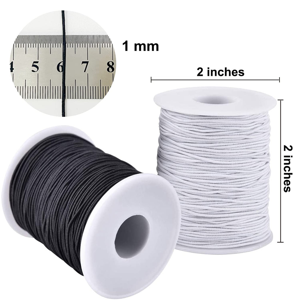 LUSTEMBER Elastic String for Bracelets, 1 mm x 110 Yards Sturdy Stretchy Elastic Cord for Jewelry Making, Necklaces, Beading - Black