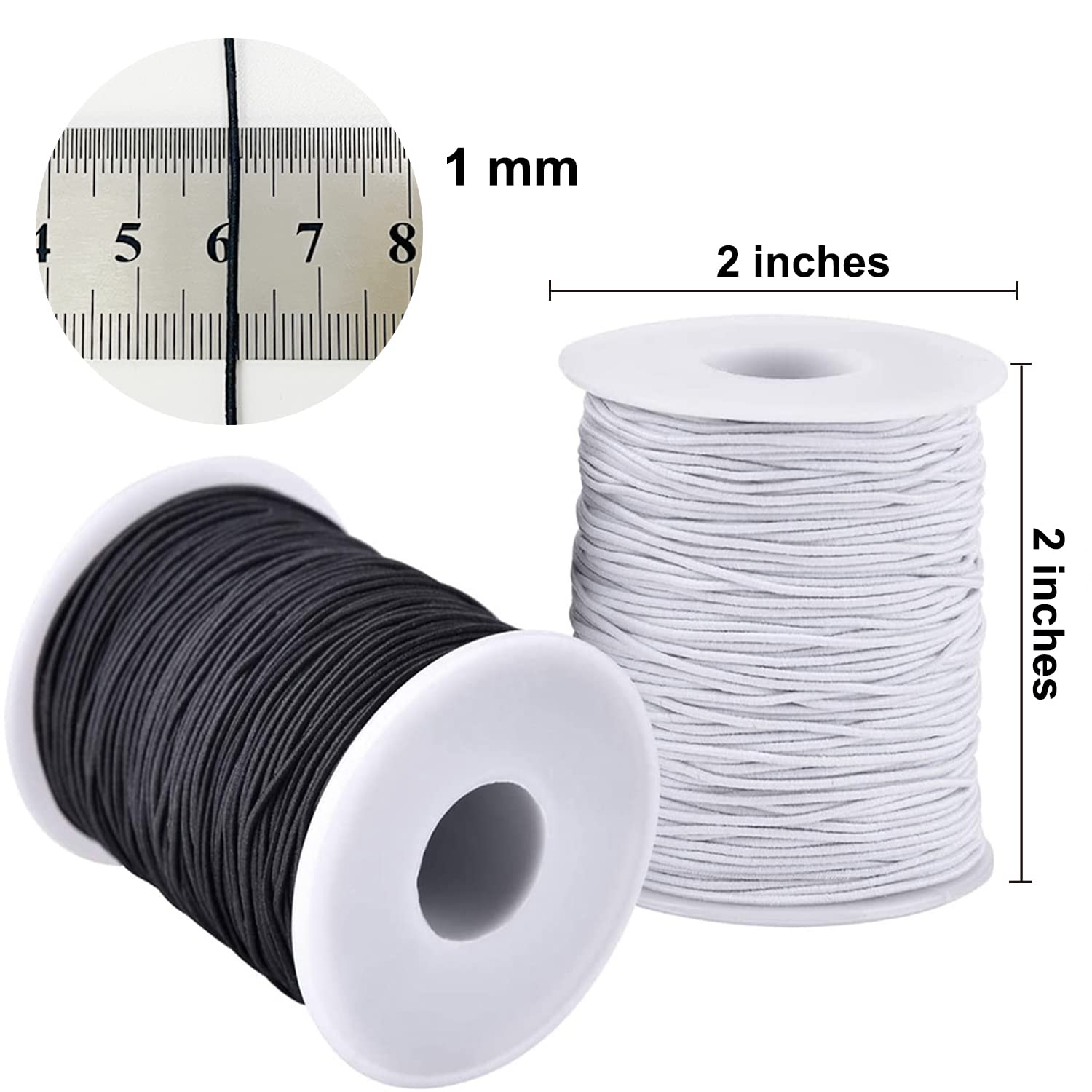 LUSTEMBER Elastic String for Bracelets, 1 mm x 110 Yards Sturdy Stretchy Elastic Cord for Jewelry Making, Necklaces, Beading - Black