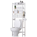 Cozivolife Over The Toilet Storage: 4-Tier Bamboo Organizer Rack with 2 Baskets & Paper Holder & 4 Hooks & Waterproof Feet Pad, Adjustable Freestanding Shelf for Bathroom (Brown)