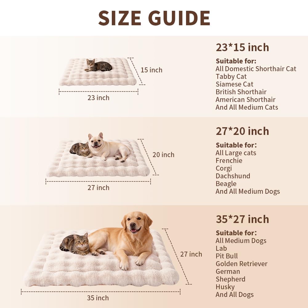 SOMAHE Cat Bed Mat, Soft Plush Faux Fur Kneading Pet Bed, Machine Washable Cat Sleeping Pad for Indoor Cats & Kittens, Non-Slip Fluffy Cat Rug for Couch Sofa Floor, 23x15 Inch Grey