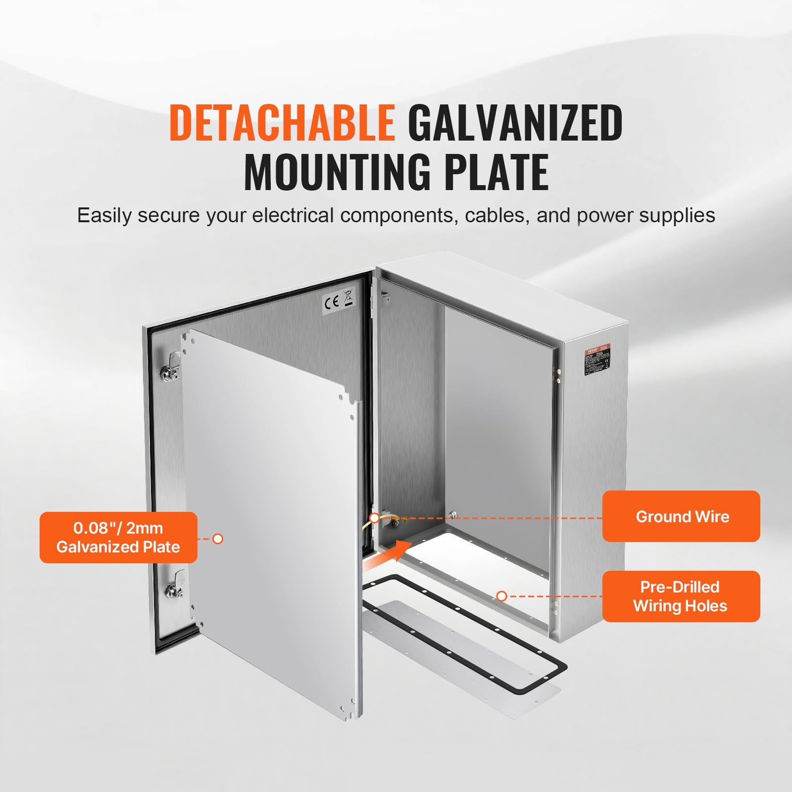 Steel Electrical Box 12" x 12" x 8" Electrical Enclosure Box 304 Stainless Steel Electronic Equipment Enclosure Box IP65 Weatherproof Wall-Mounted Metal Electrical Enclosure with Mounting Plate