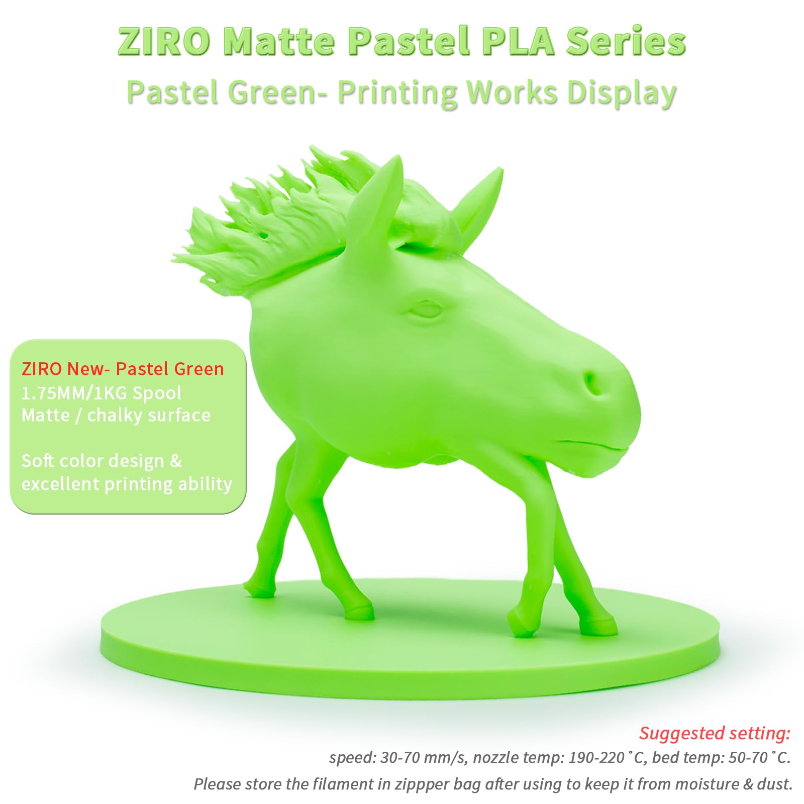 ZIRO 3D Printer Filament, PLA Filament 1.75mm, Black pla 1KG(2.2lbs), Dimensional Accuracy +/- 0.03mm, Fits Most FDM Printer AMS System,3D Printing Filament Spool Black (Plastic Reel)