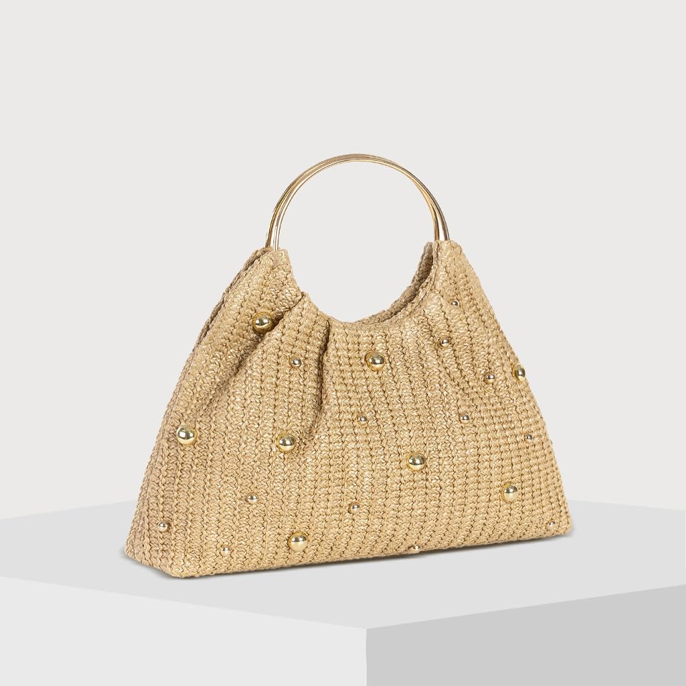 Chic Straw Clutch Purses for Women Top Handle Summer Bag Ideal Vacation Handbags Beach Woven Bag