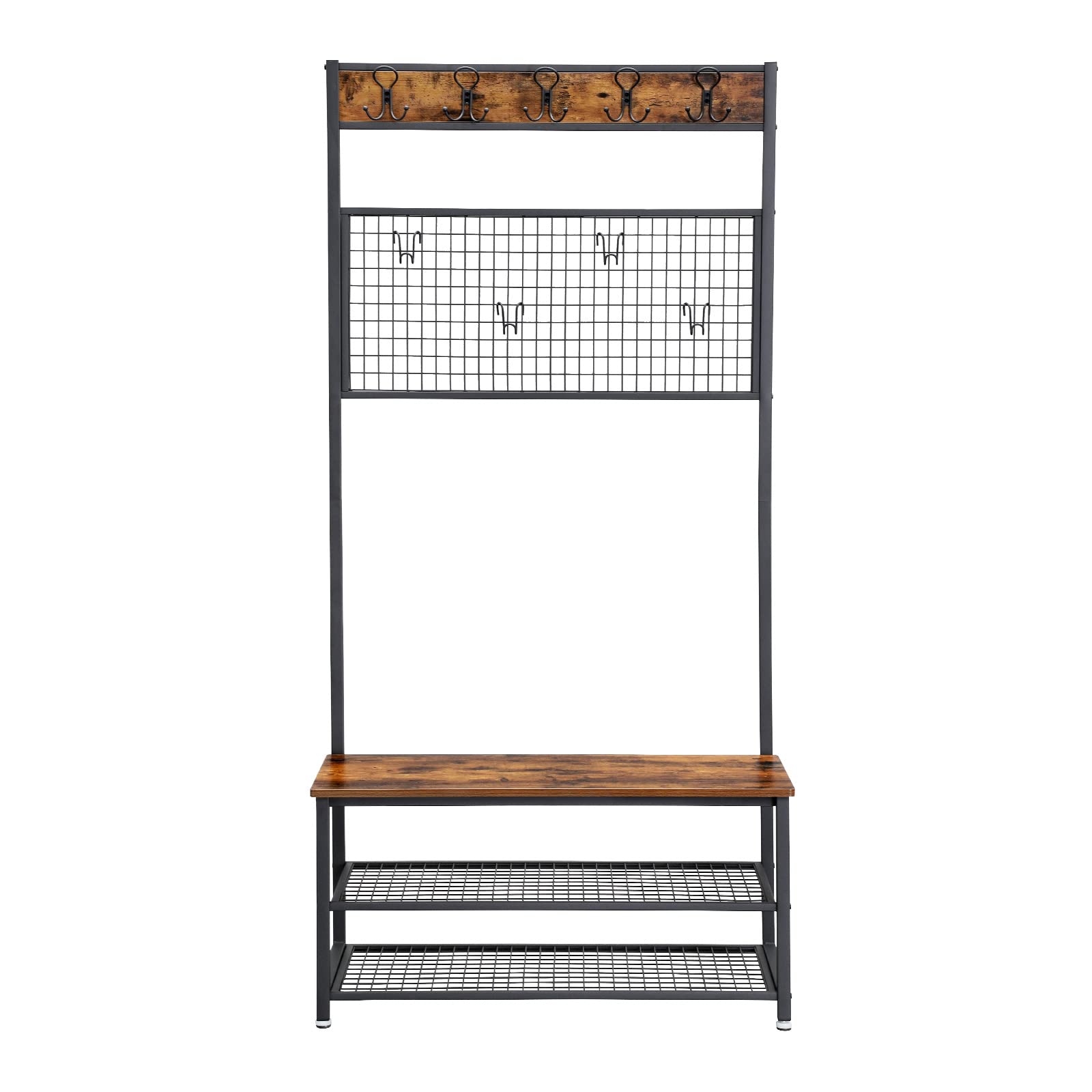 VASAGLE Shoe Bench Rack, 3-Tier Storage Shelf for Entryway Hallway Living Room, Industrial Accent Furniture with Steel Frame, 12.6 x 31.5 x 70.3 Inches, Greige