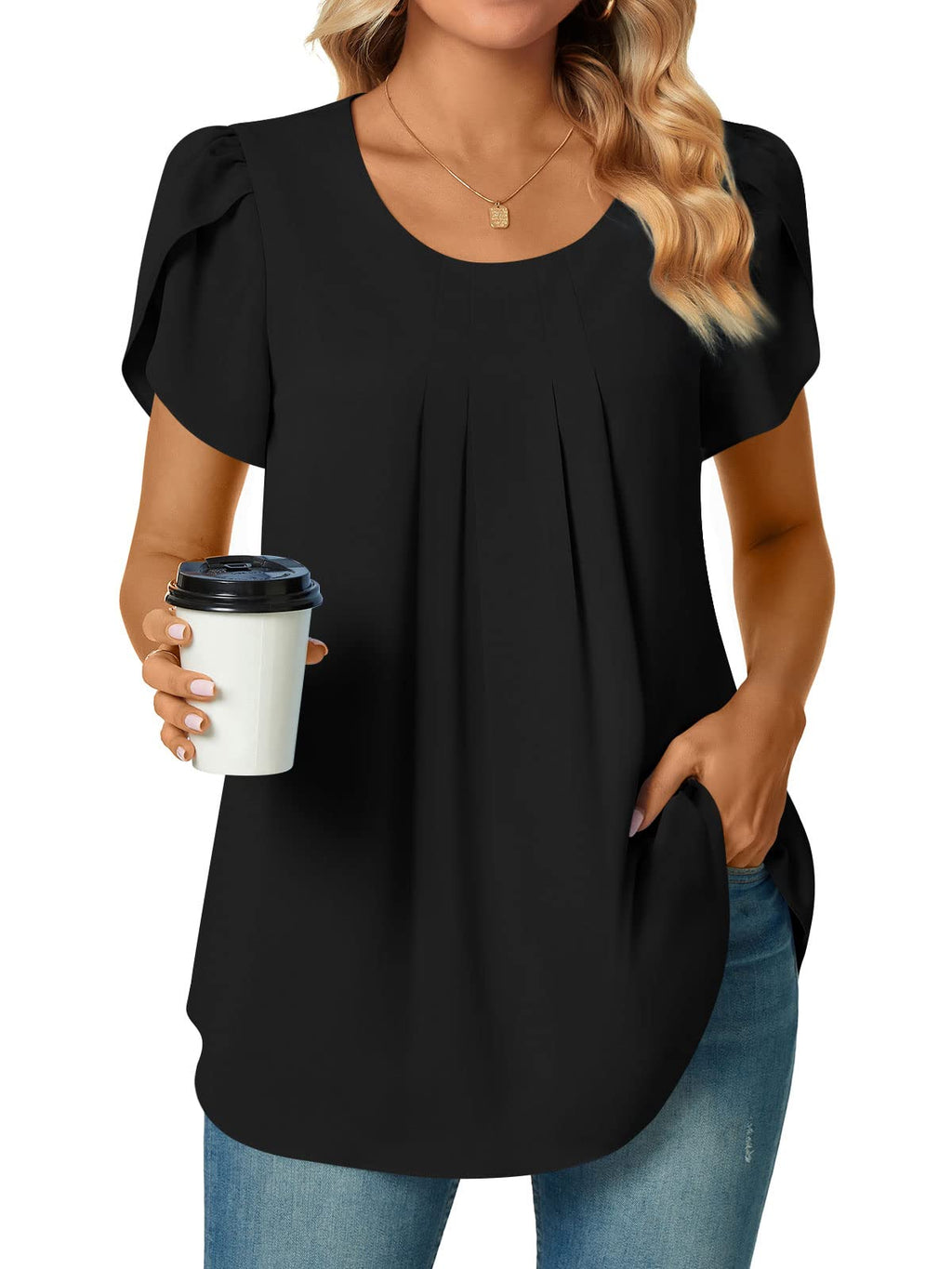Bestbee Womens Plus Size Tops Dressy Casual Summer Chiffon Blouses Short Sleeve Dress Shirts Business Loose Fit Tunics