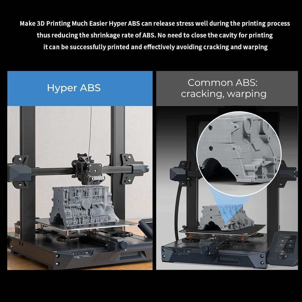 Creality Hyper ABS Filament, Official 3D Printer Filament ABS 1.75mm for Up to 300mm/s High-Speed Printing Convenient Open Printing Material, 1kg(2.2lbs) Spool Fit Most 3D Printer(Black)