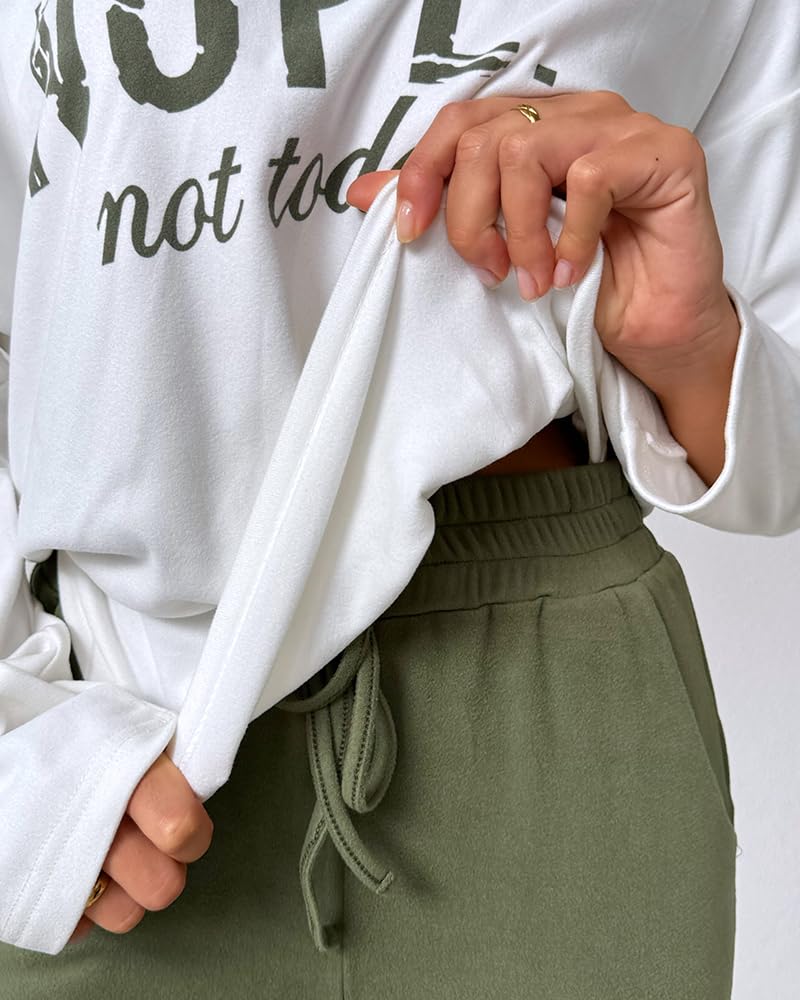 CHICME Women Tracksuit Fall 2 piece Outfits Off The Shoulder Long Sleeve Tops and Pants Set Travel Outfits