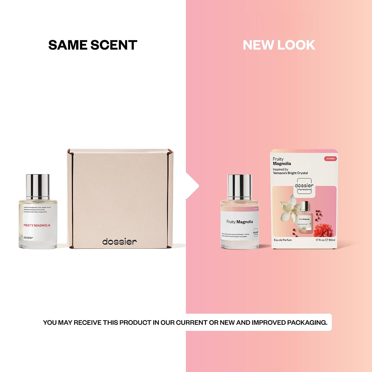 Dossier - Fruity Magnolia - Eau de Parfum - Inspired by Bright Crystal - Long-Lasting Fragrance - Feminine - 1.7 fl oz (50ml)