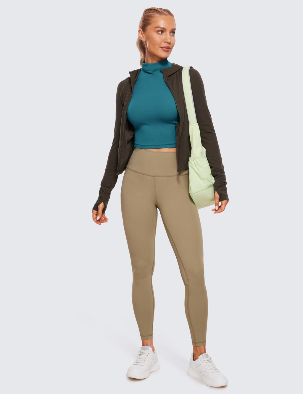 CRZ YOGA Butterluxe Mock Neck Long Sleeve Shirts for Women - Workout Casual Tops Turtleneck Crop Slim Fall Base Layer