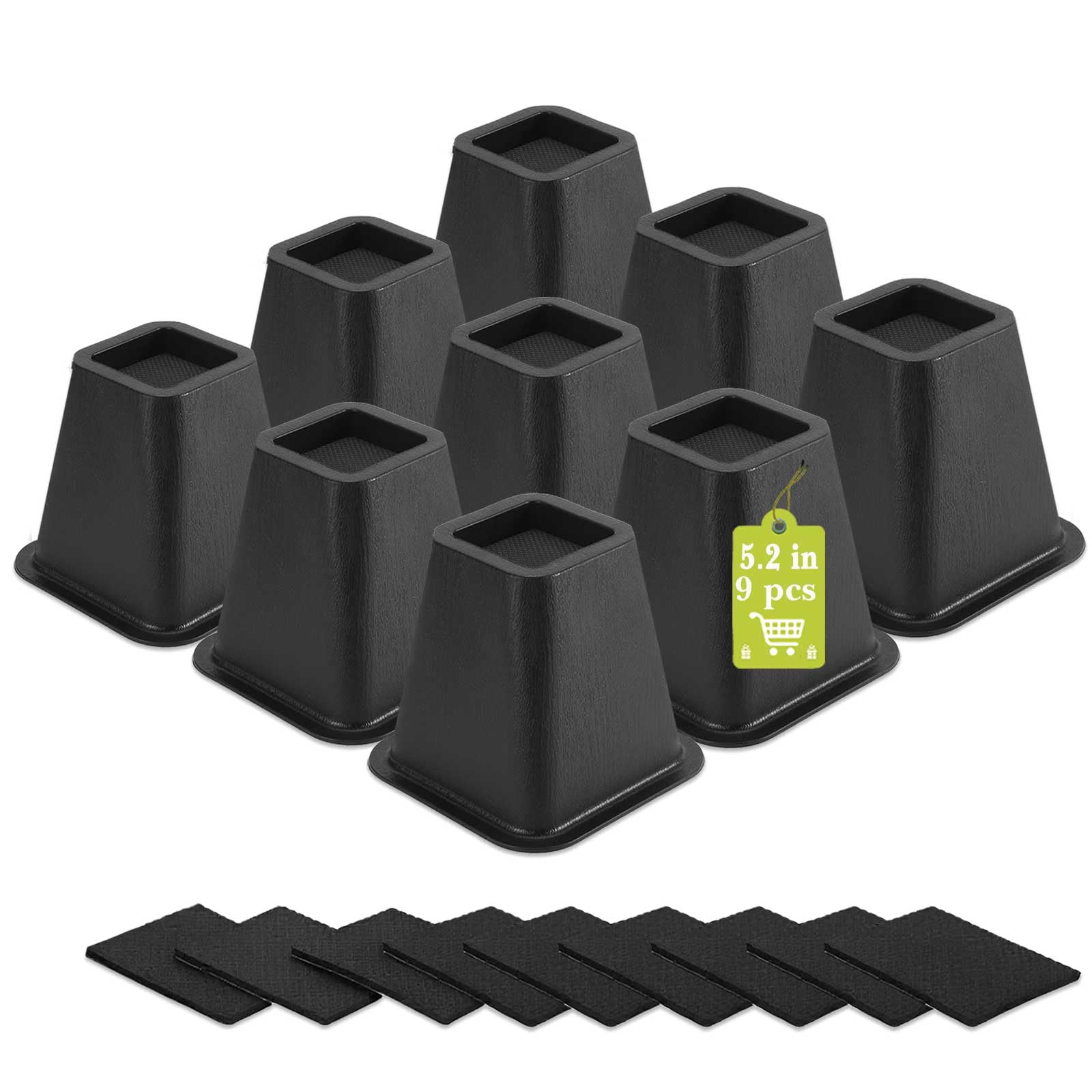 12 Pack Furniture Risers 1 Inch, Adjustable Bed Risers Heavy Duty for Table Desk Couch Chair Sofa Cabinet Bed Frame Dorm, Square Stackable Table Leg Risers Lift Height 1", 2" or 3", Black