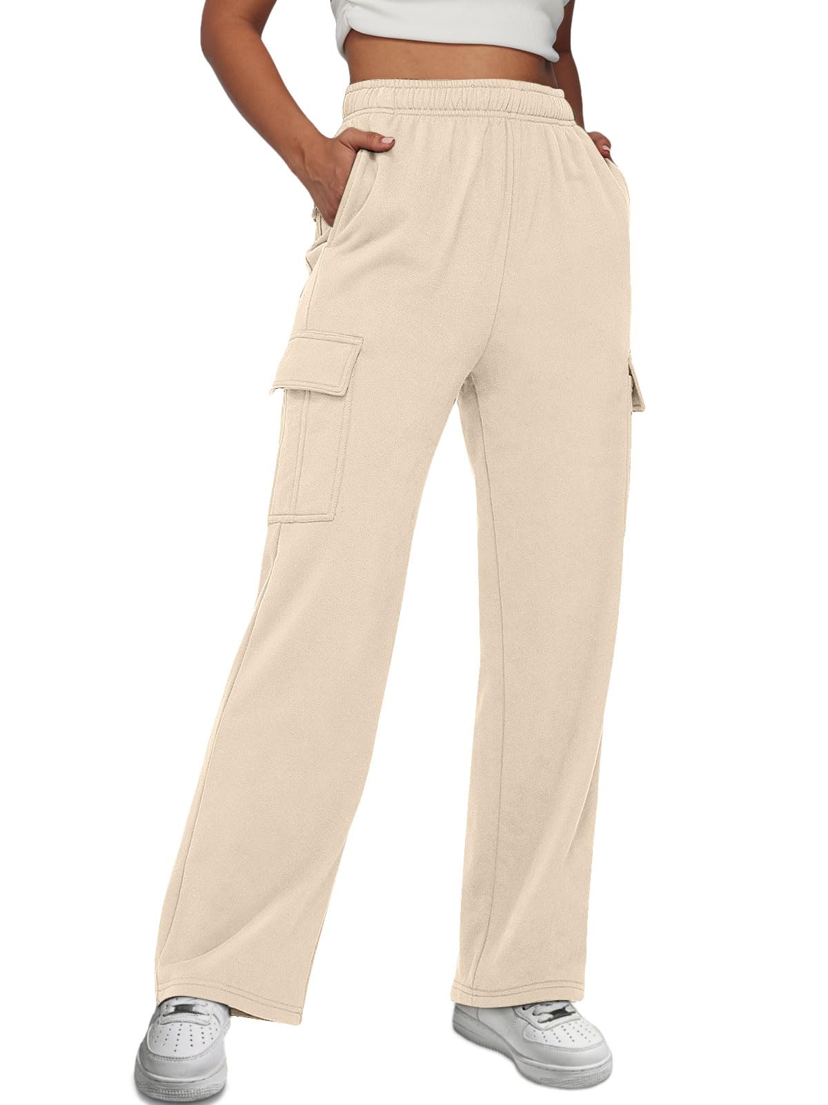 AUTOMET Womens Cargo Sweatpants Baggy Fleece High Waisted Joggers Sweat Pants Athletic Pants