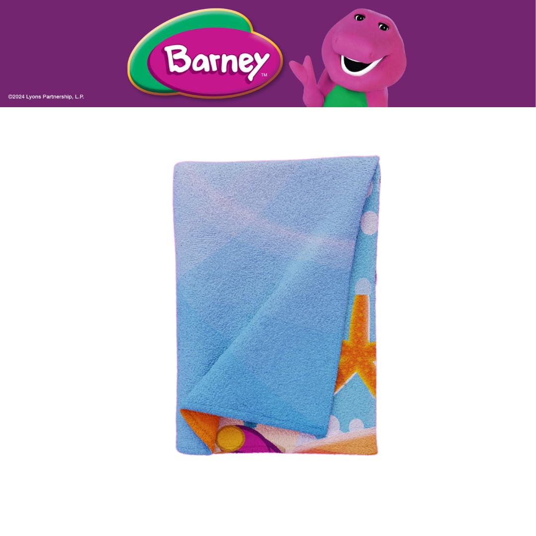 Barney Classic Kids Super Soft Cotton Bath/Pool/Beach Towel, 58 in x 28 in, (Offical Licensed Product) By Franco