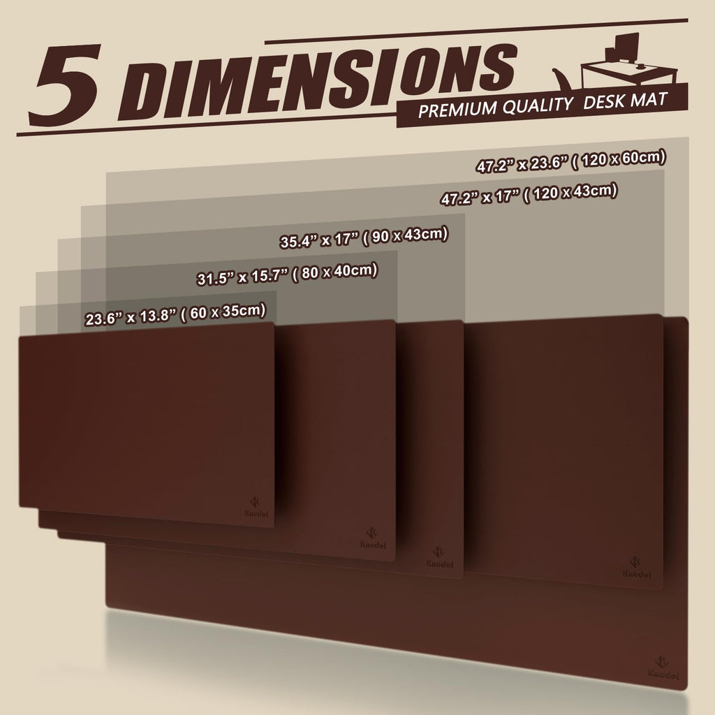 K KNODEL Small Office Leather Desk Mat, Mouse and Keyboard Pad, Computer and Laptop Mat, Desktop Protector and Cover, Writing Pad and Blotter (23.6"x13.8", Black)