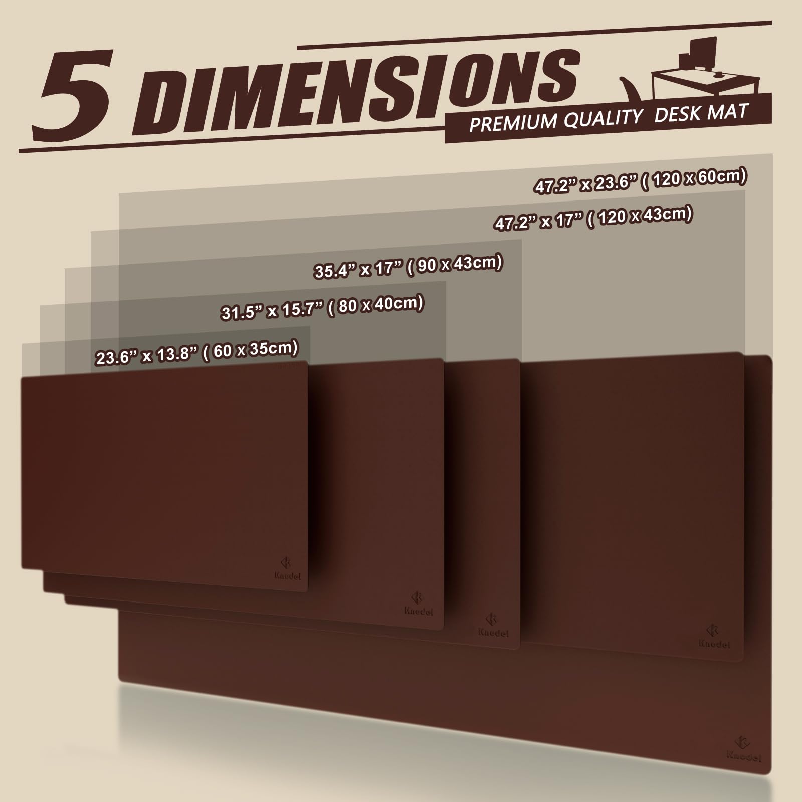 K KNODEL Small Office Leather Desk Mat, Mouse and Keyboard Pad, Computer and Laptop Mat, Desktop Protector and Cover, Writing Pad and Blotter (23.6"x13.8", Black)