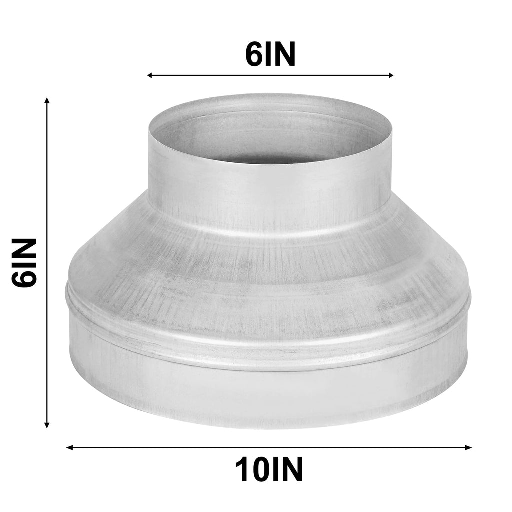 Duct Reducter 6 to 4 Air Ducting Reducer Increaser Air Duct Adapter or Round Metal Pipe Reducer for Bathroom Kitchen Ventilation Systems - Black