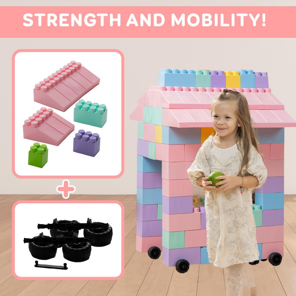 PLATPORTS 48-Piece Jumbo Big Building Blocks – Giant XL Large Plastic Blocks for Kids Ages 2–8, Indoor & Outdoor Construction Play Set