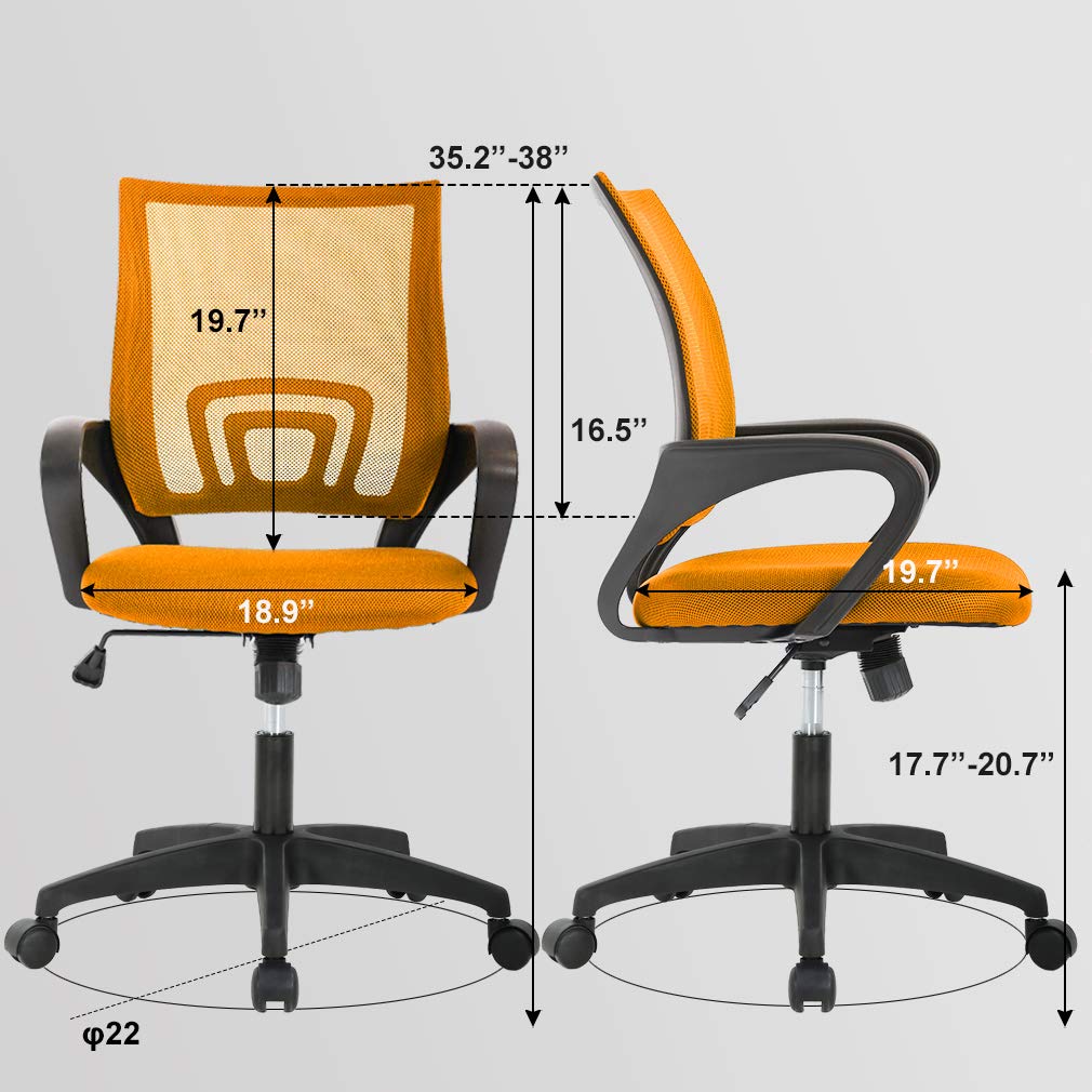 BestOffice Home Office Chair Ergonomic Desk Chair Mesh Computer Chair with Lumbar Support Armrest Executive Rolling Swivel Adjustable Mid Back Task Chair for Women Adults, Black (Black)