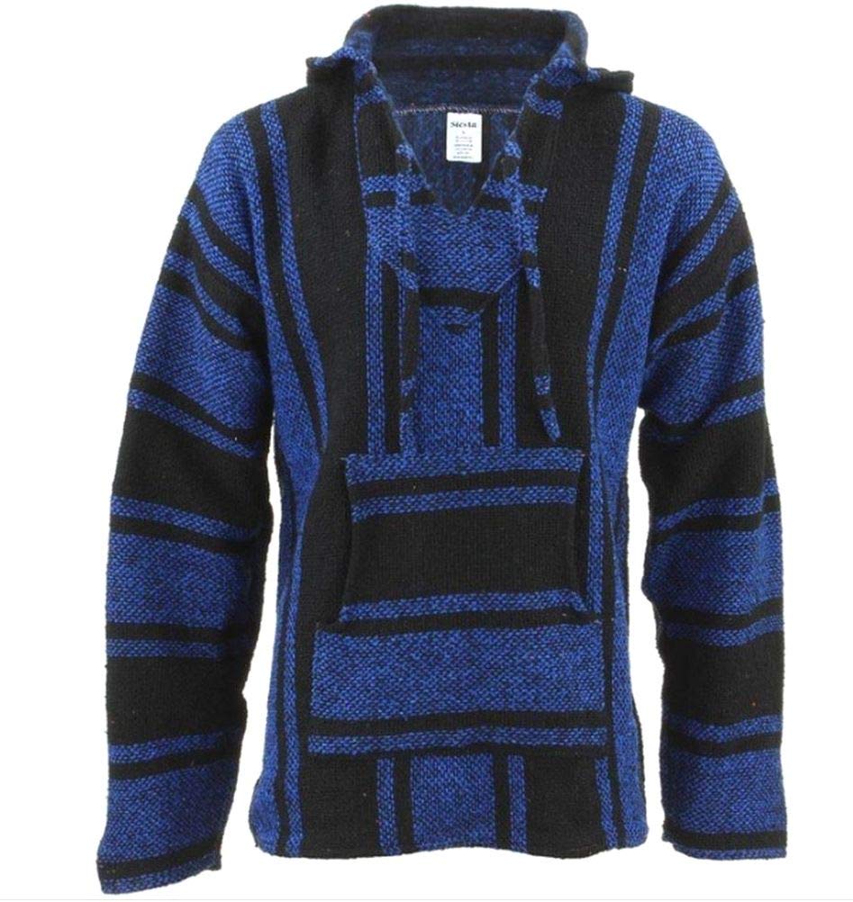Del Mex Mexican Baja Hoodie Hippie Surf Poncho Sweater Sweatshirt Pullover Jerga