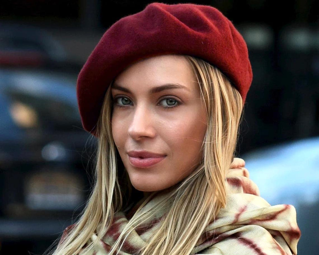 Women French Wool Beret Hats - Solid Color Classic Beanie Winter Cap