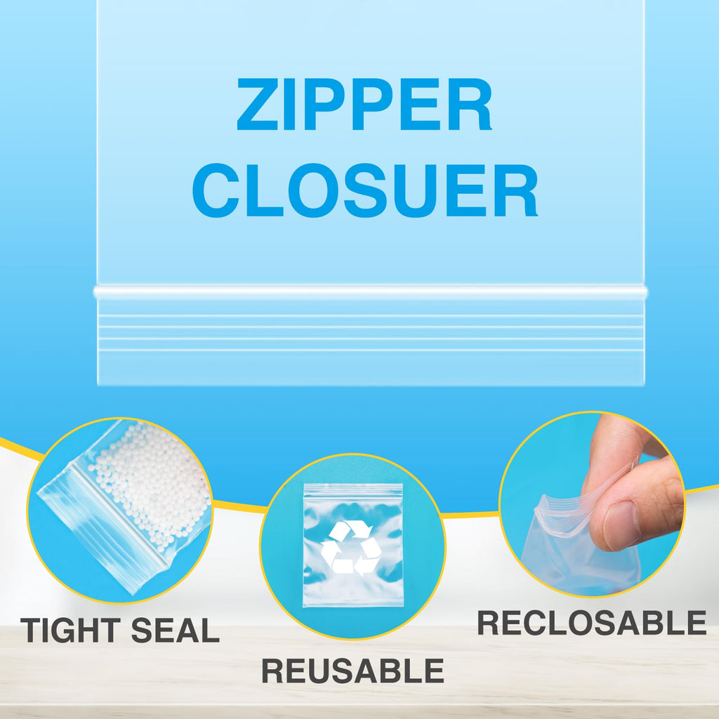 1200pcs 1.5" x 1.5" 2 Mil Clear Plastic Zip Bags, Bulk Jewelry Bag, Poly Bags with Resealable Zip Top for Pills, Meds, Jewelry, Travel, Storage, Packaging, Shipping