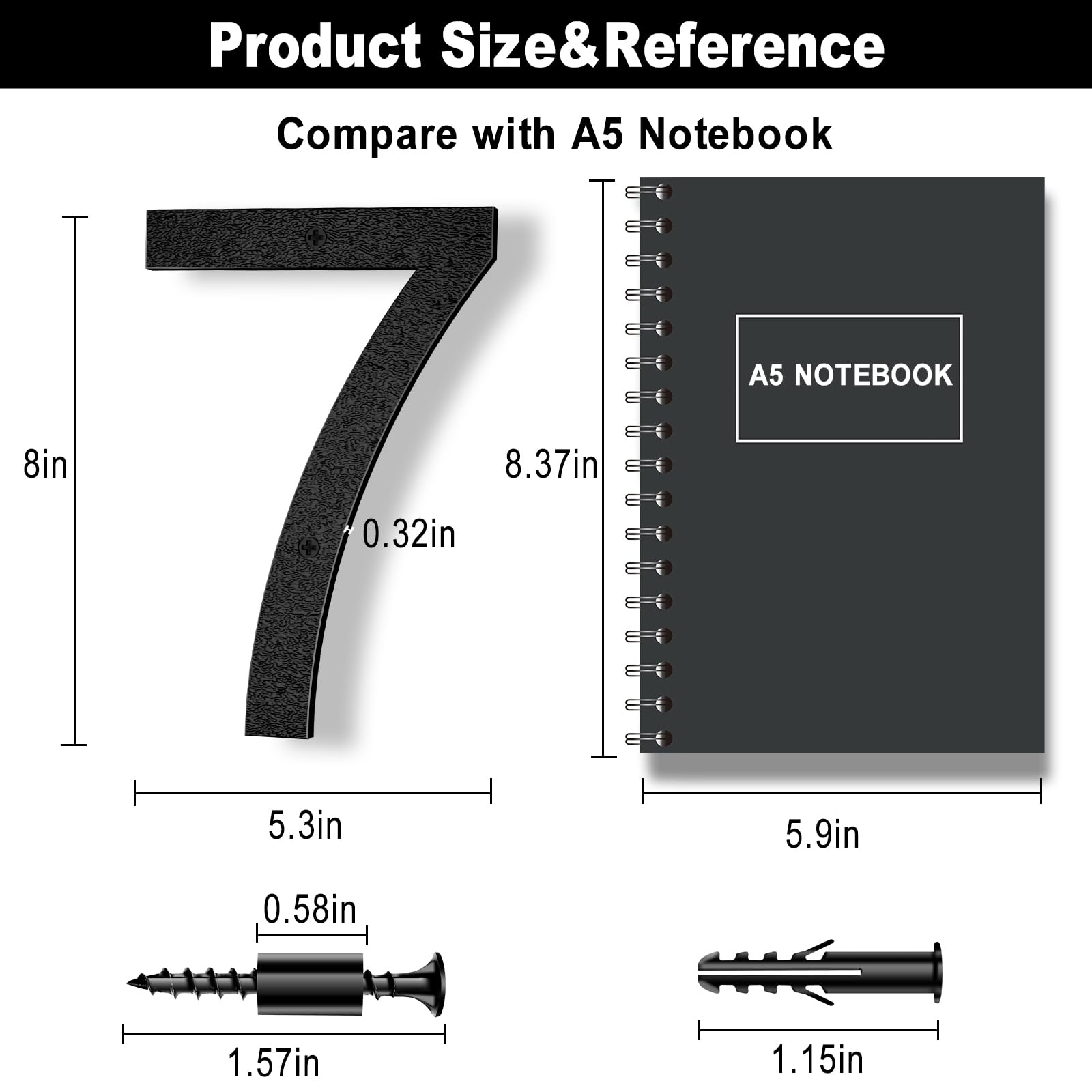 8 Inch Black Floating Arrow Signs, Modern Outdoor Plastic Directional Signs for Wall Yard Street