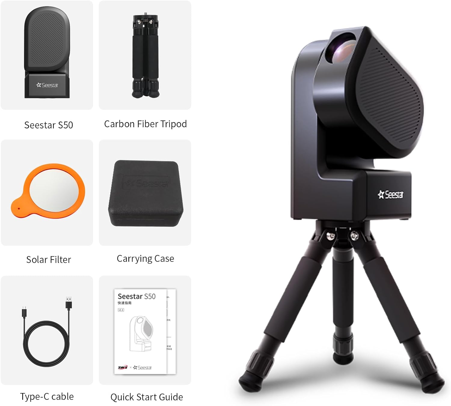 ZWO Seestar S50 Smart Digital Telescope All-in-One Autofocus Portable for Beginners and Experienced Users-Open Box Like-New Condition Telescope