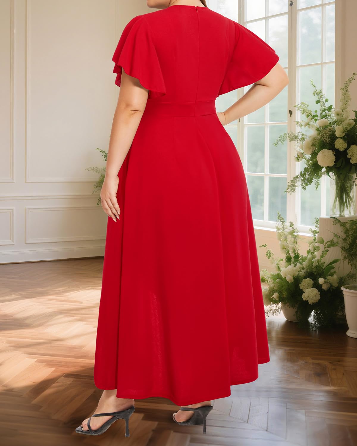 Pinup Fashion Women Plus Size Dresses Wedding Guest - Formal Cocktail Wrap High Low Long Dress
