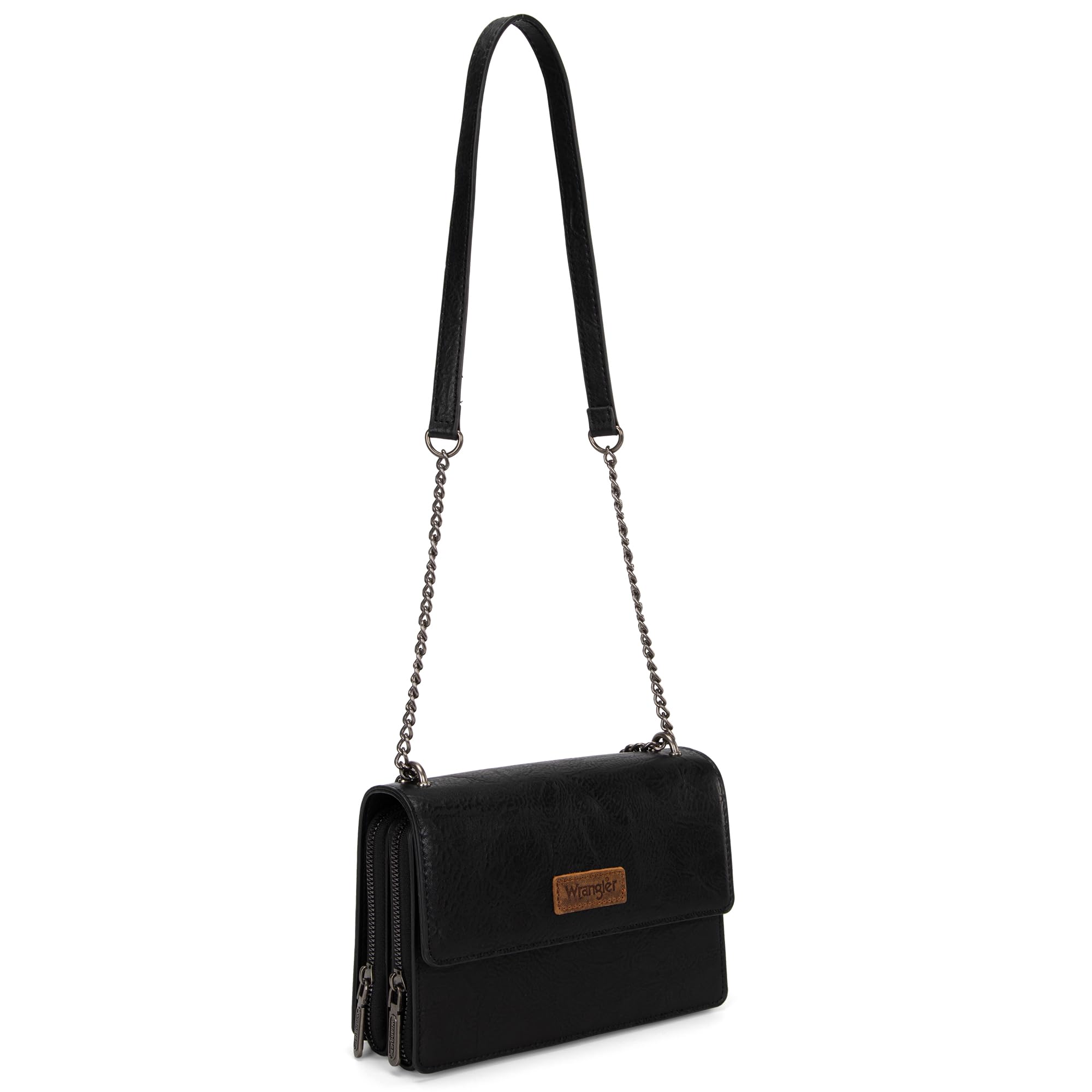 Wrangler Flap Crossbody Purse for Women Shoulder Bag Vintage Wallets with Chain Strap