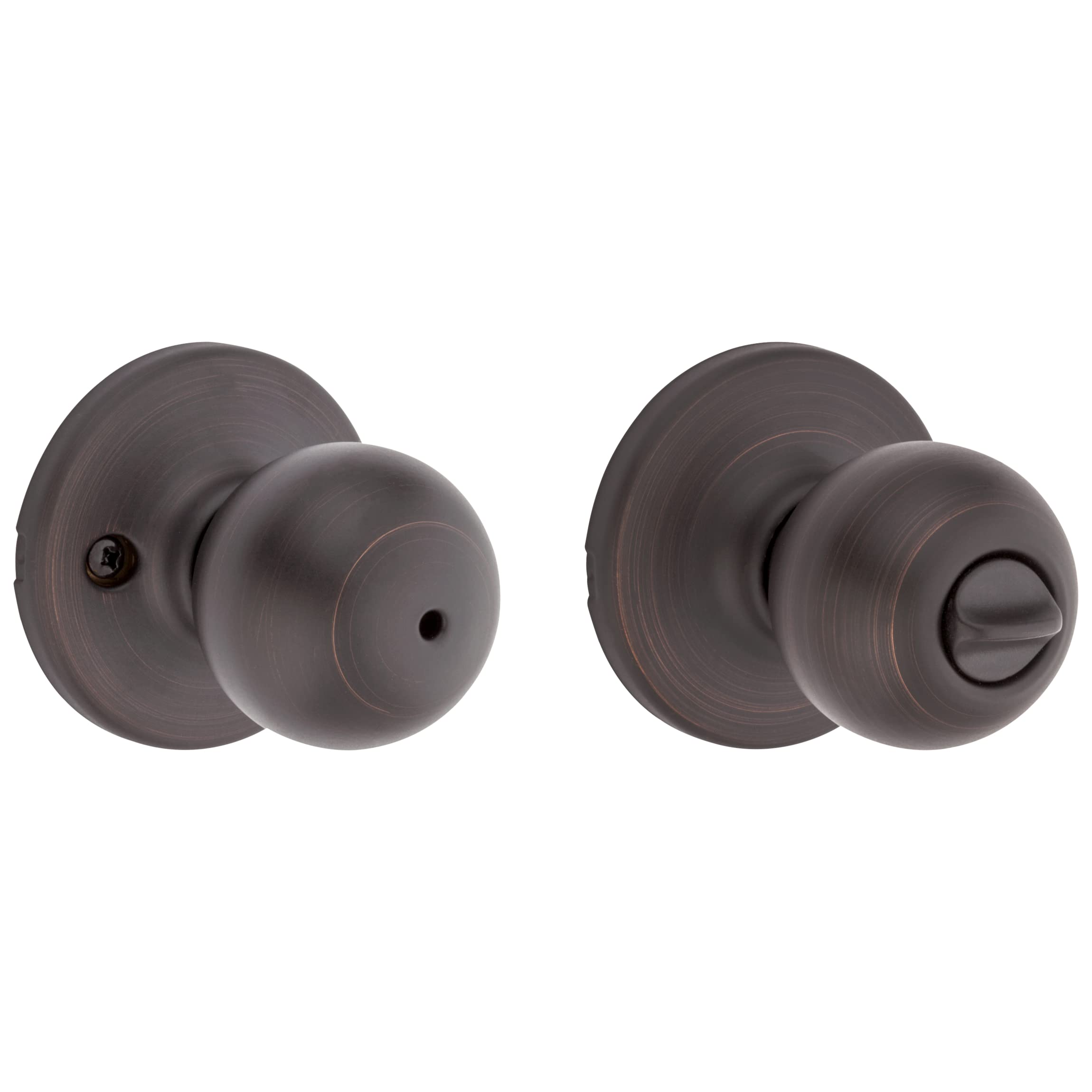 Kwikset Polo Dummy Door Knob, Single Sided Handle for Closets, French Double Doors, and Pantry, Matte Black Non-Turning Interior Push/Pull Door Knob, with Microban Protection