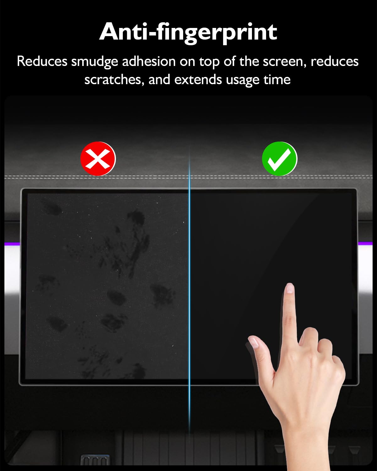 8" Rear Screen Protector for Tesla Model Y Juniper/Model 3 Highland, [HD & No-edge Gaps & 9H] Tempered Glass Screen Protector with Alignment Frame for Tesla Model 3/Y Accessories, Glossy