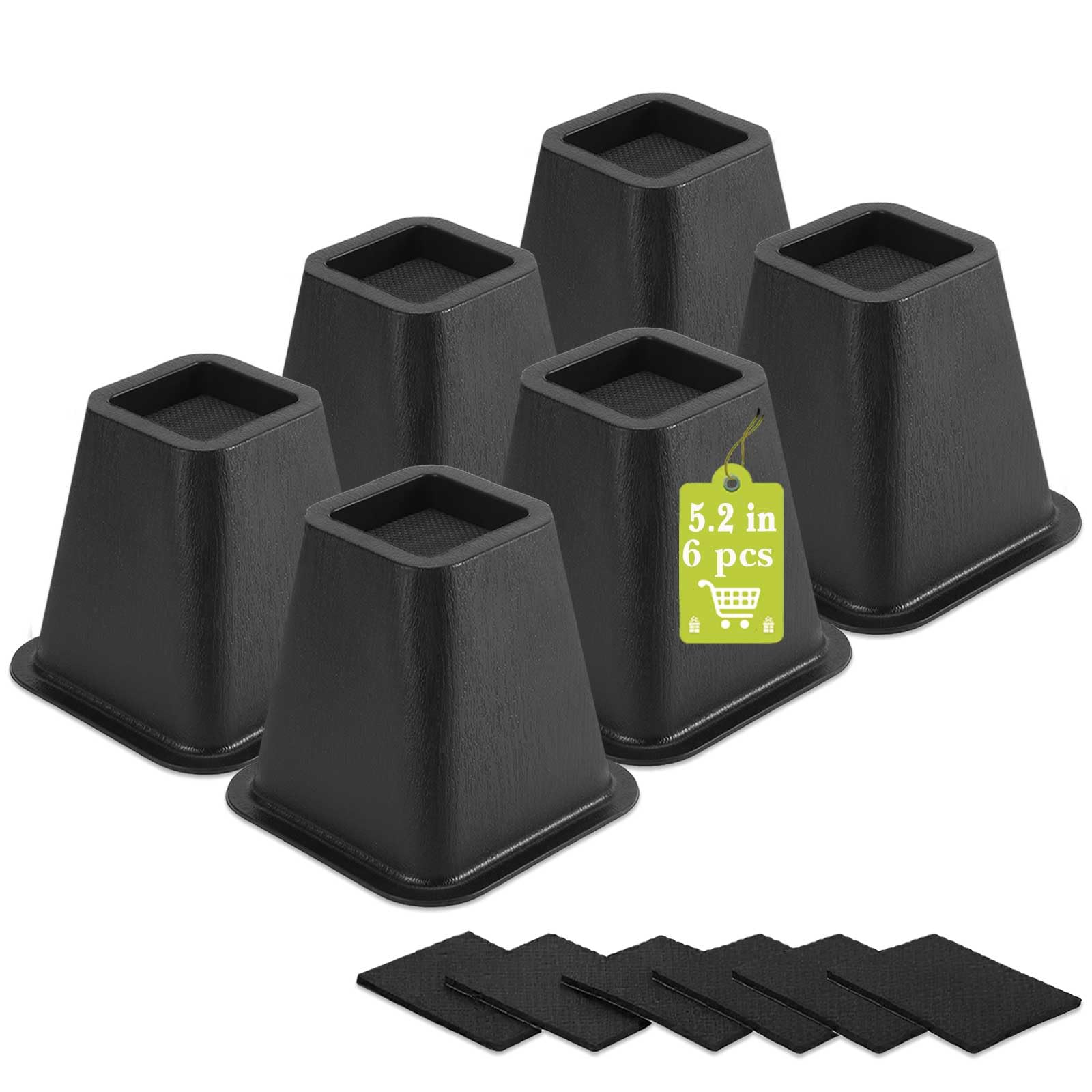 12 Pack Furniture Risers 1 Inch, Adjustable Bed Risers Heavy Duty for Table Desk Couch Chair Sofa Cabinet Bed Frame Dorm, Square Stackable Table Leg Risers Lift Height 1", 2" or 3", Black