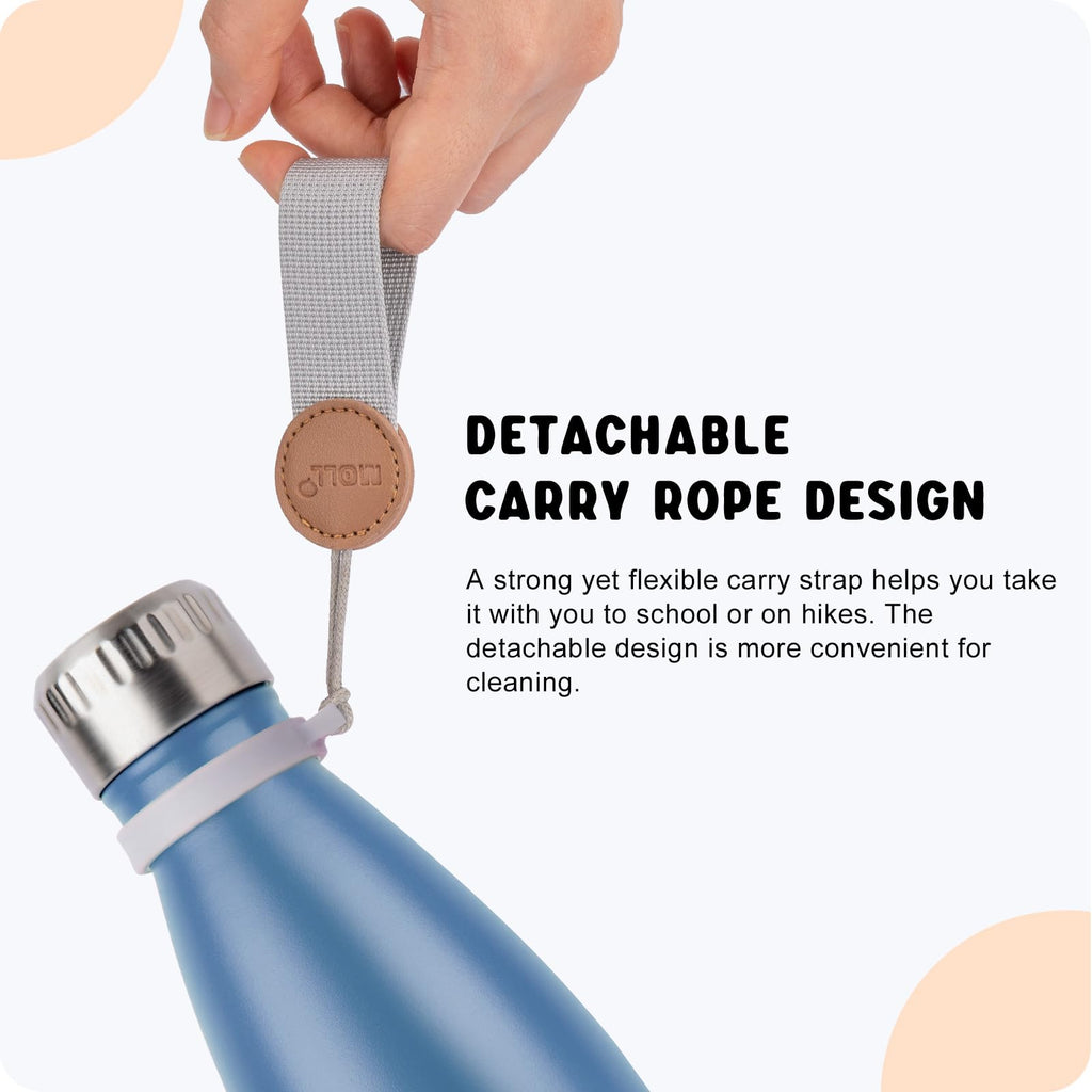 9 oz Water Bottle for Kids-Small Stainless Steel Water Bottle for School Vacuum Insulated Metal Leak Proof Cola Shape Water Flask for Boys Girls(Baby Blue)