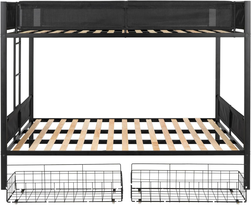 DNYN Twin Size Loft Bed with Desk & Storage Drawers& Table Set for Kids Bedroom,Covertible Twin-Over-Twin Bunkbeds Design,Easy Assemble & Space Saving & No Box Spring Needed,for Small Space, Black