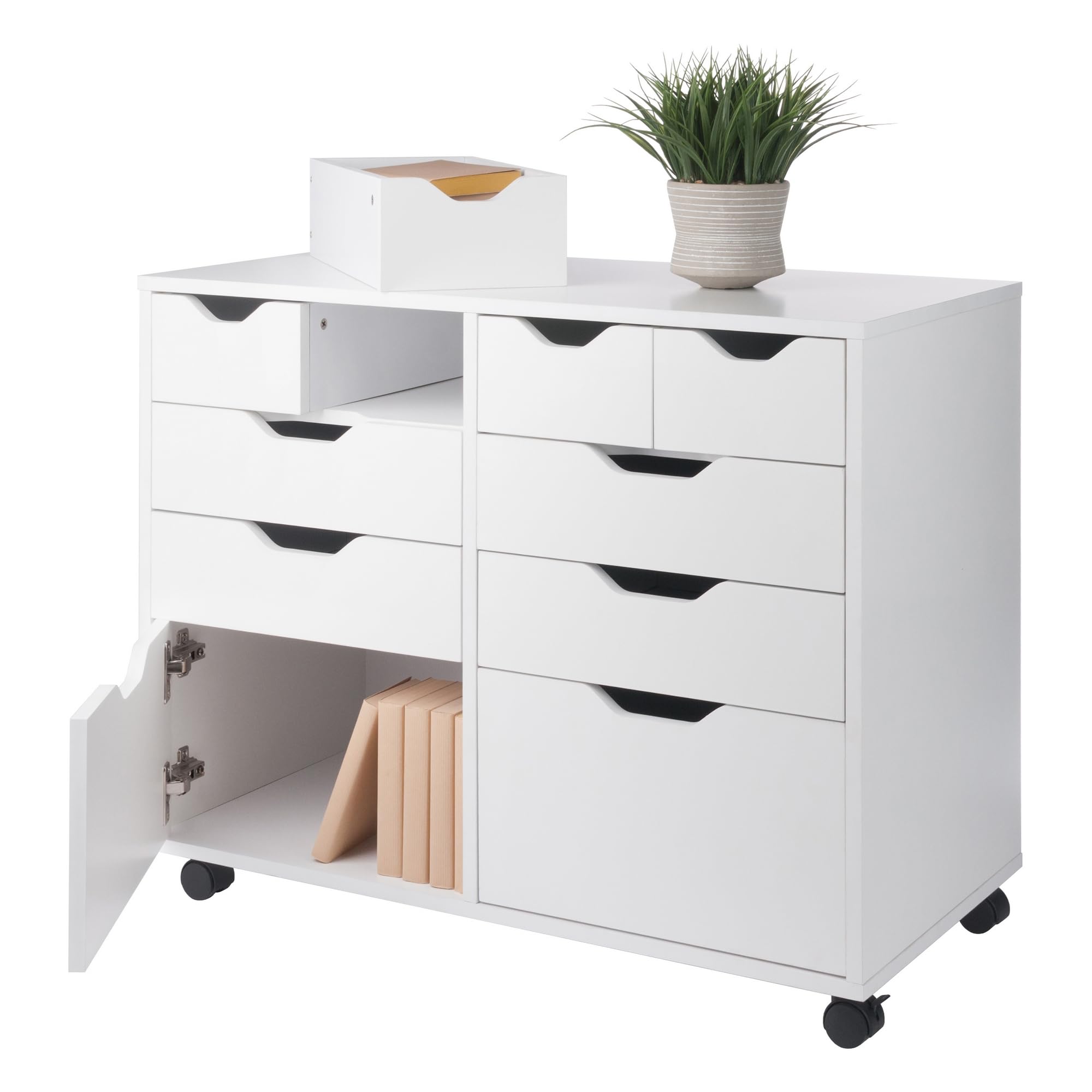 Winsome Halifax Mobile Storage Cabinet with Doors & Drawers, Stylish & Functional Home Storage Cabinet for Filing, Kitchen Organization, Moveable Furniture for Office, Dorms, Apartments
