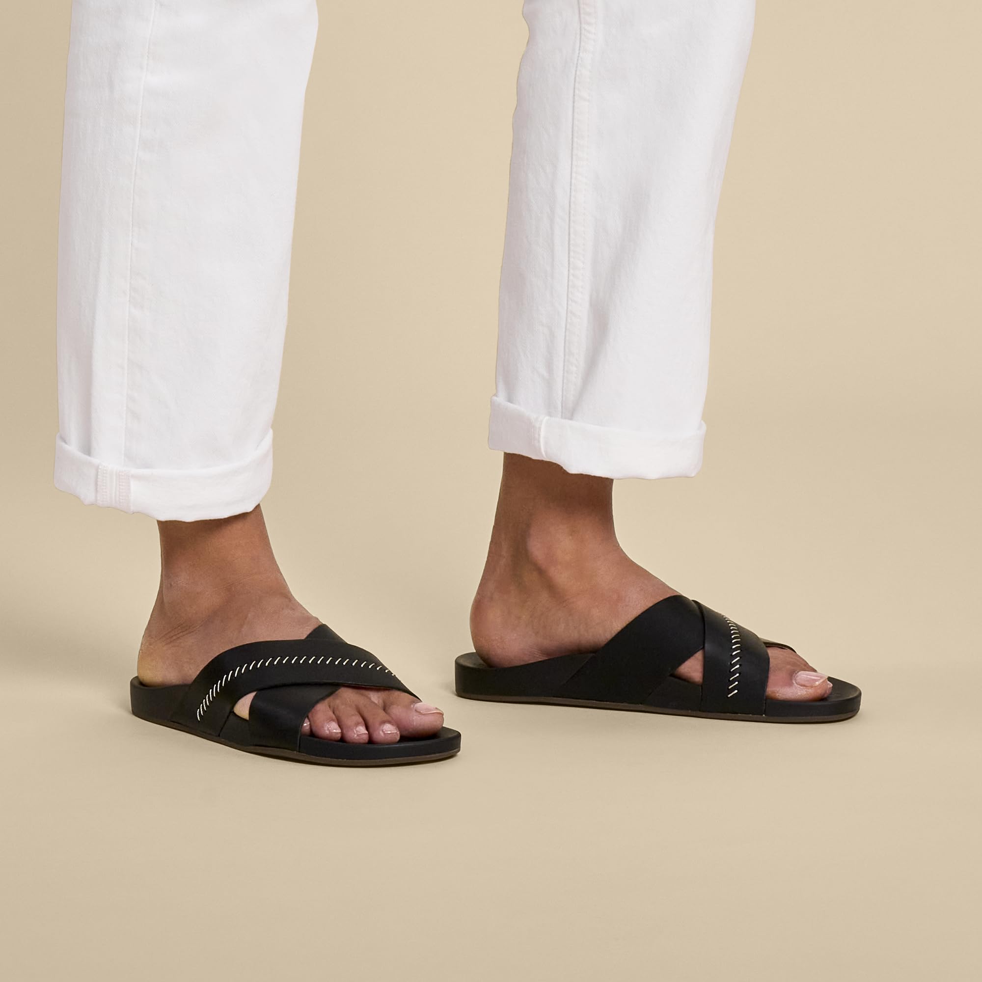 OluKai Kipe'a Olu Women's Slide Sandal, Premium Leather, Relaxed & Dressy Design For Any Occasion, All-Day Comfort & Fit