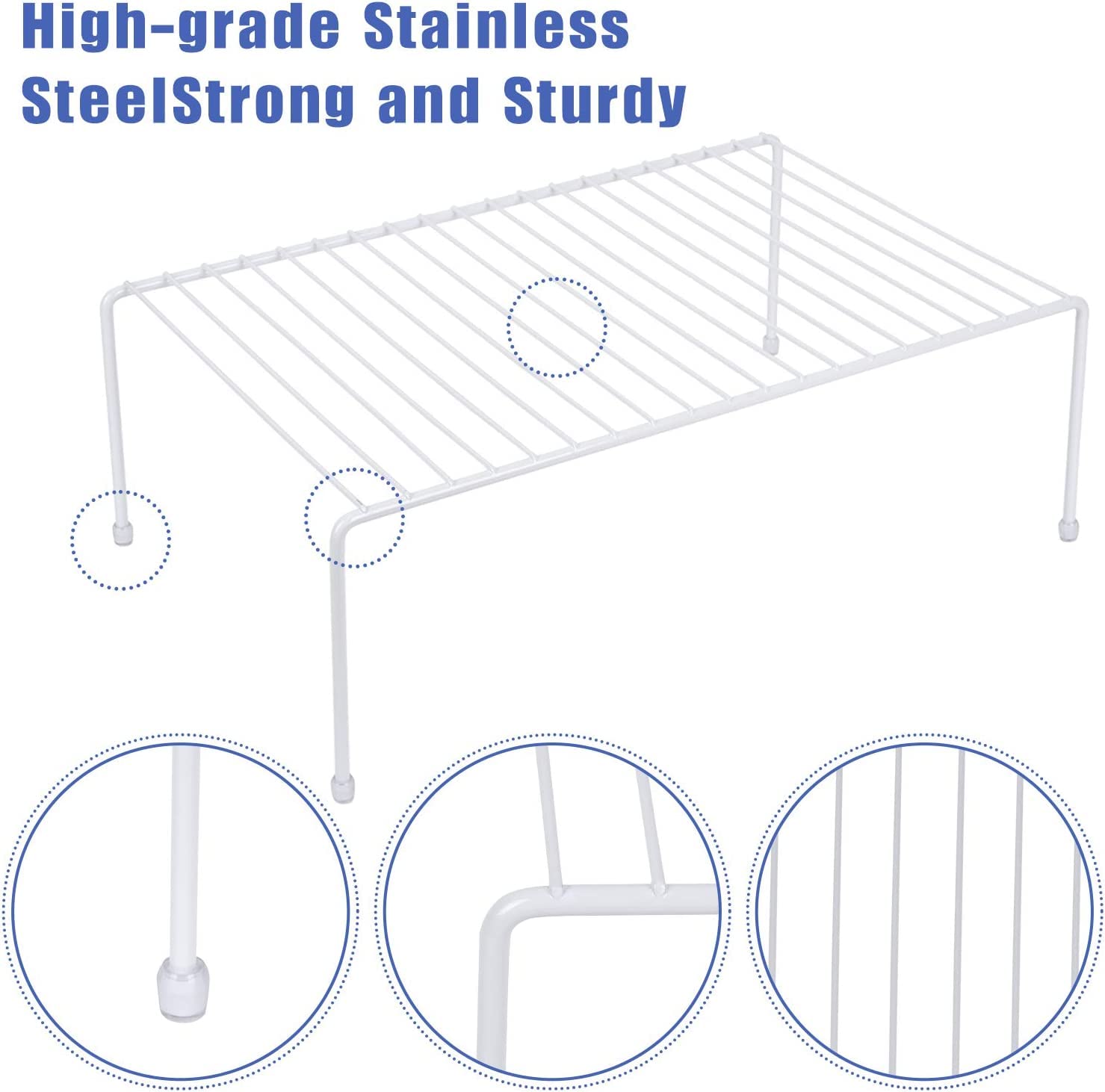 Large Cabinet Storage Shelf Rack (16.1 x 10.2 Inch), Kitchen Counter Organizer, Fridge and Bathroom Cupboard Storage Rack (Black, 2)