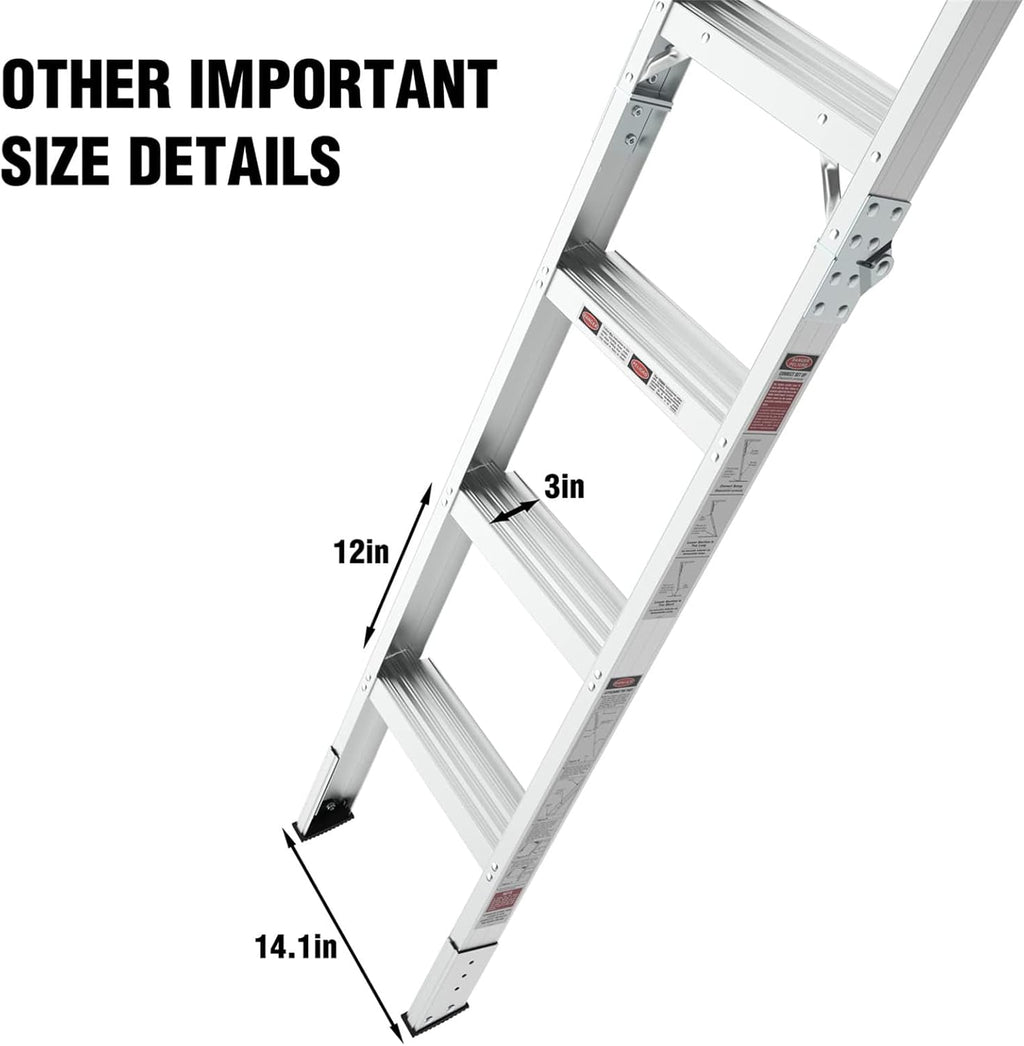 Aluminum Attic Ladder - Retractable Loft Stairs, Folding Pull-Down Design, Manual Lifting for 7'8"-10'3" Ceiling Height, 22.5" x 54", 375 lbs Capacity