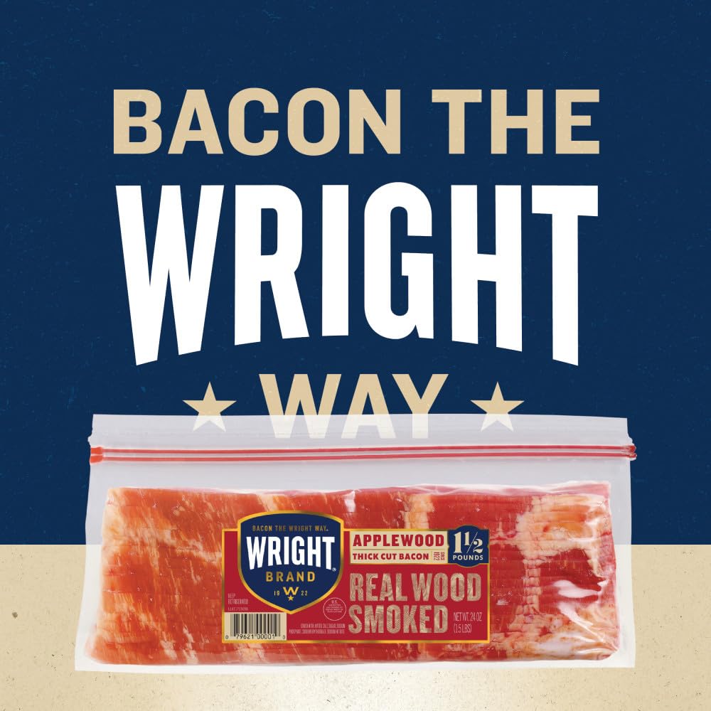 Wright, Applewood Thick Cut Bacon, 24 oz (Prop 12 Compliant)