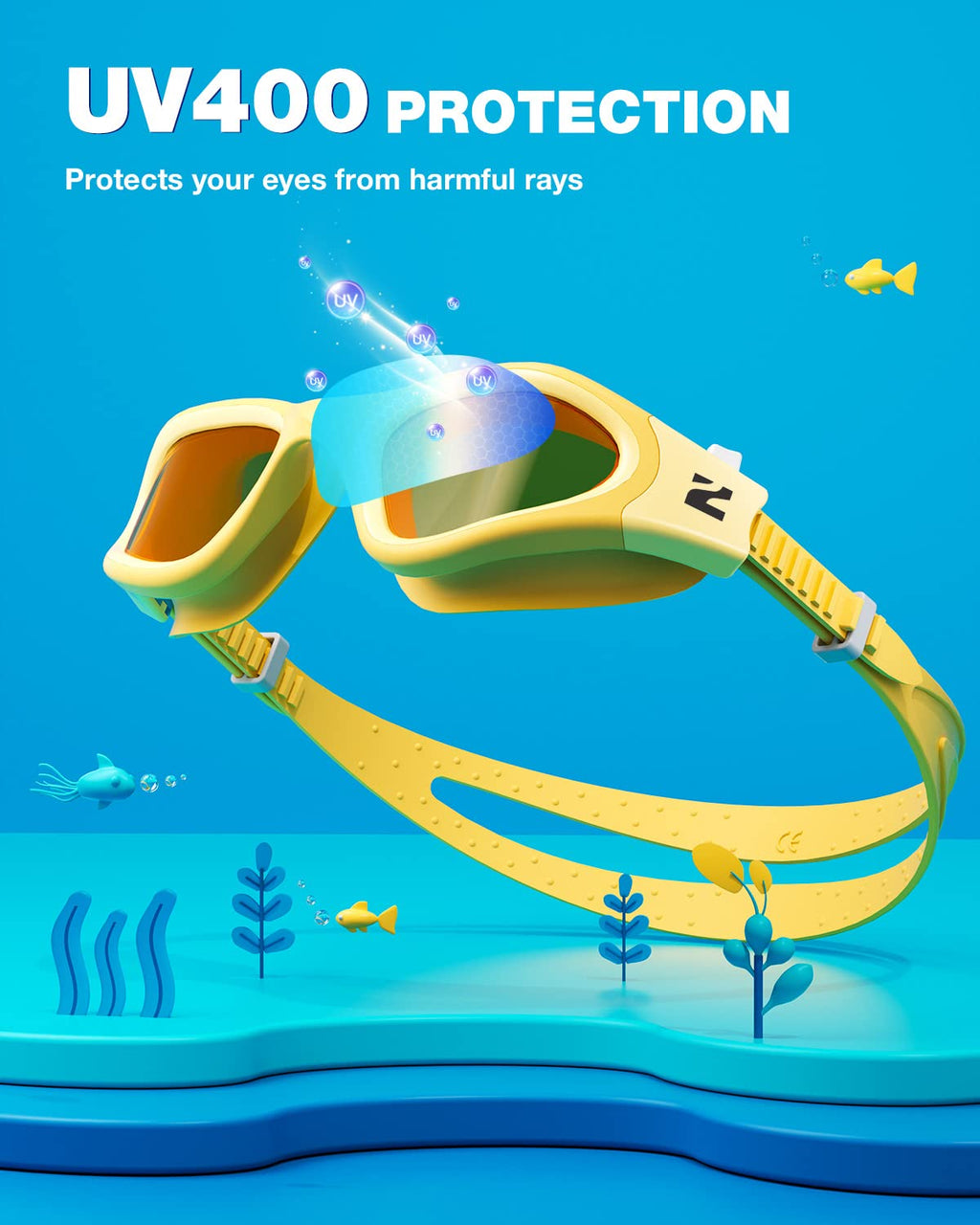 ZIONOR Kids Swim Goggles, G1MINI SE No Leak Anti-Fog Goggles for Kids 6-14, Soft Silicone Comfort Fit, Easy Adjust Strap