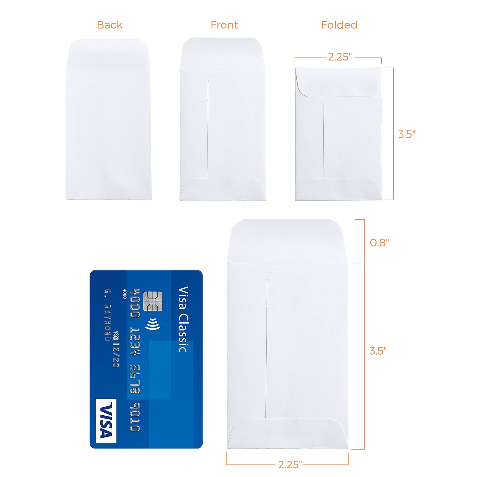 ACSTEP 500 Pack Coin and Small Parts Envelopes #1 Tip Envelope 2-1/4 X3-1/2 Mini Envelope with Gummed Flap for Home, Garden or Office Use(Black)