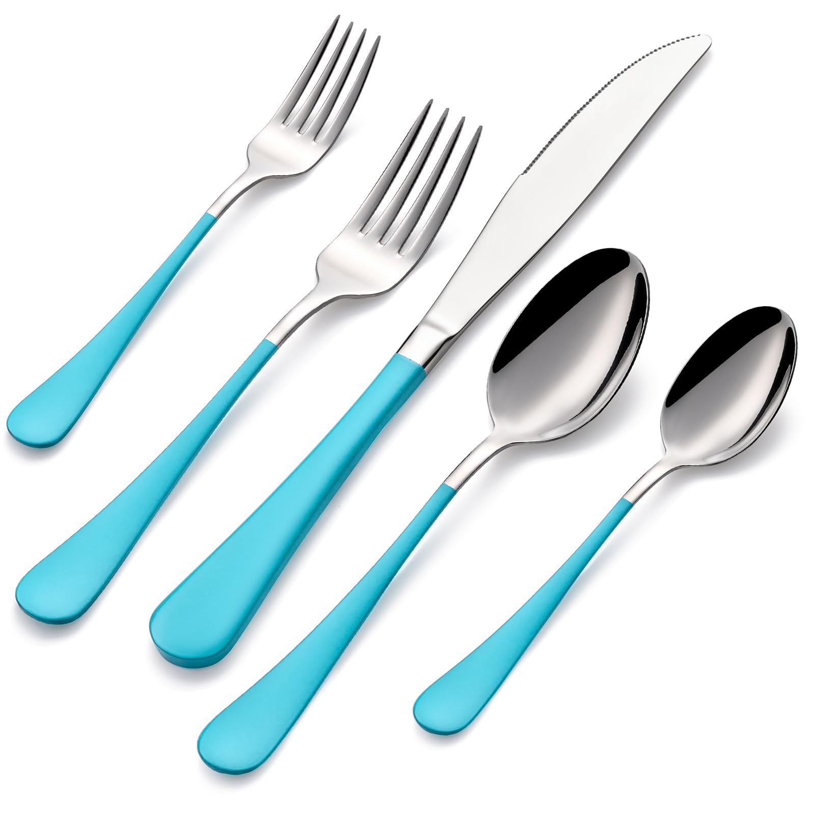 20-Pieces Blac and Pink Silverware Sets for 4,Pink Handle Stainless Steel Cutlery Set, Include Forks Spoons and Knives Set, Dishwasher Safe Utensil Sets for Home Restaurant