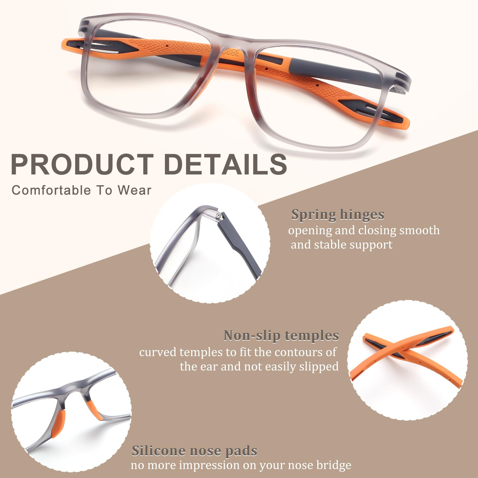 BLOEXCLU 4 Pack Progressive Multifocus Reading Glasses for Men Women TR90 Sports Style Anti-Blue Light Computer Readers