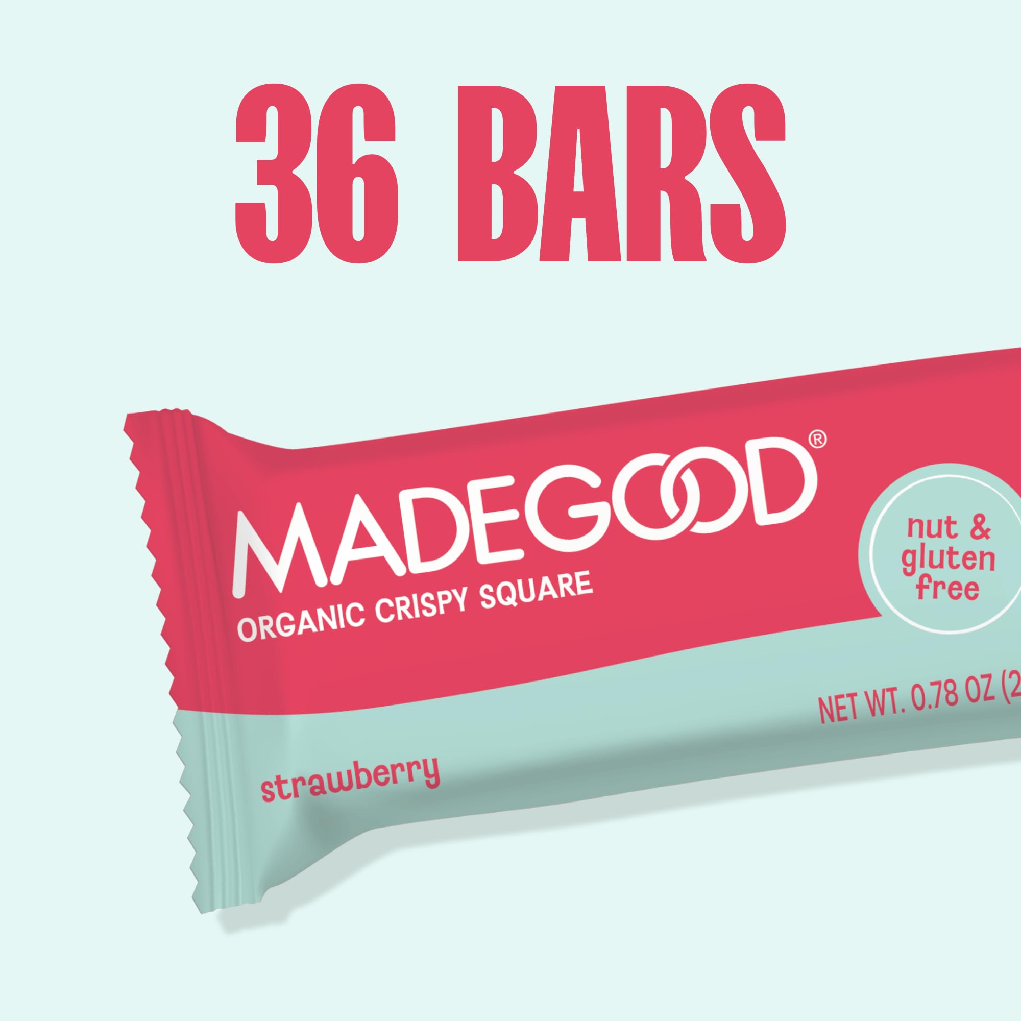 MadeGood Crispy Squares, Chocolate Chip (36 Count) Gluten Free Snacks