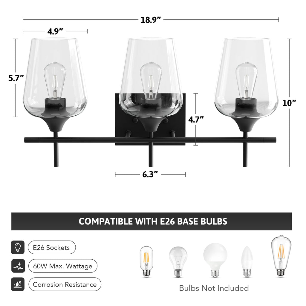 VONLUCE Bathroom Vanity Light, 2 Light Bathroom Light Fixture Over Mirror, Bathroom Wall Lamp with Clear Glass, Modern Brushed Nickel Vanity Lighting fixtures for Bathroom, Bedroom, Hallway