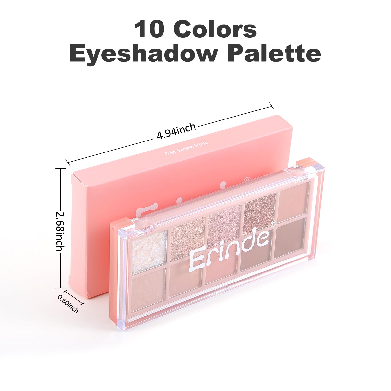 Erinde 10 Colors Eyeshadow Palette Makeup - Matte Shimmer Glitter Eye Shadow Korean Makeup, Ultra-Blendable, High Pigmented, Natural-Looking, Peach Brown Eyeshadow Pallet with Brush, Peach Color