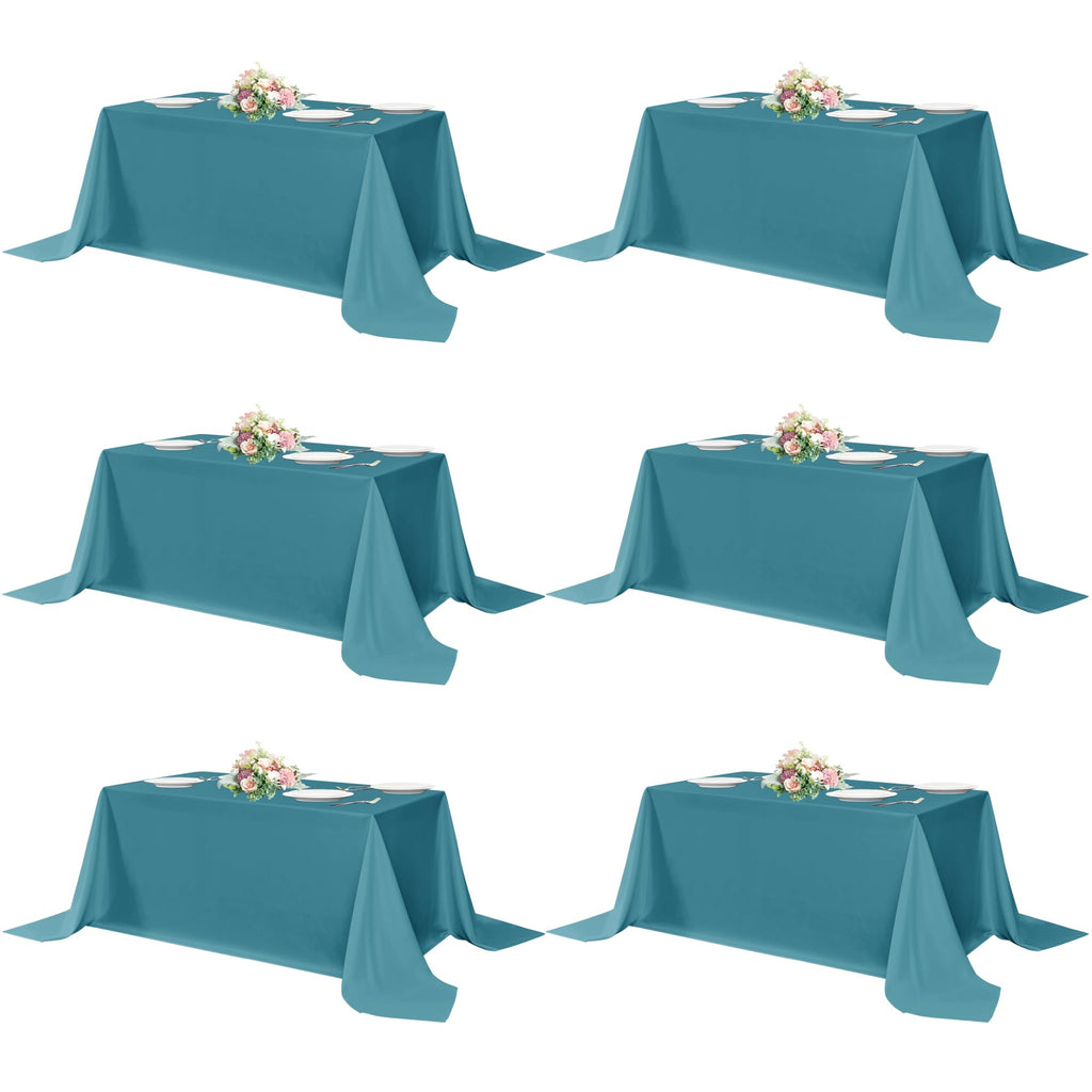 sancua Rectangle Tablecloths for 4ft Tables, 6 Pack - 60x84 Inch - Beige Washable Fabric Cloth Table Cloth for Wedding, Party, Birthday, Banquet, Reusable Polyester Table Covers
